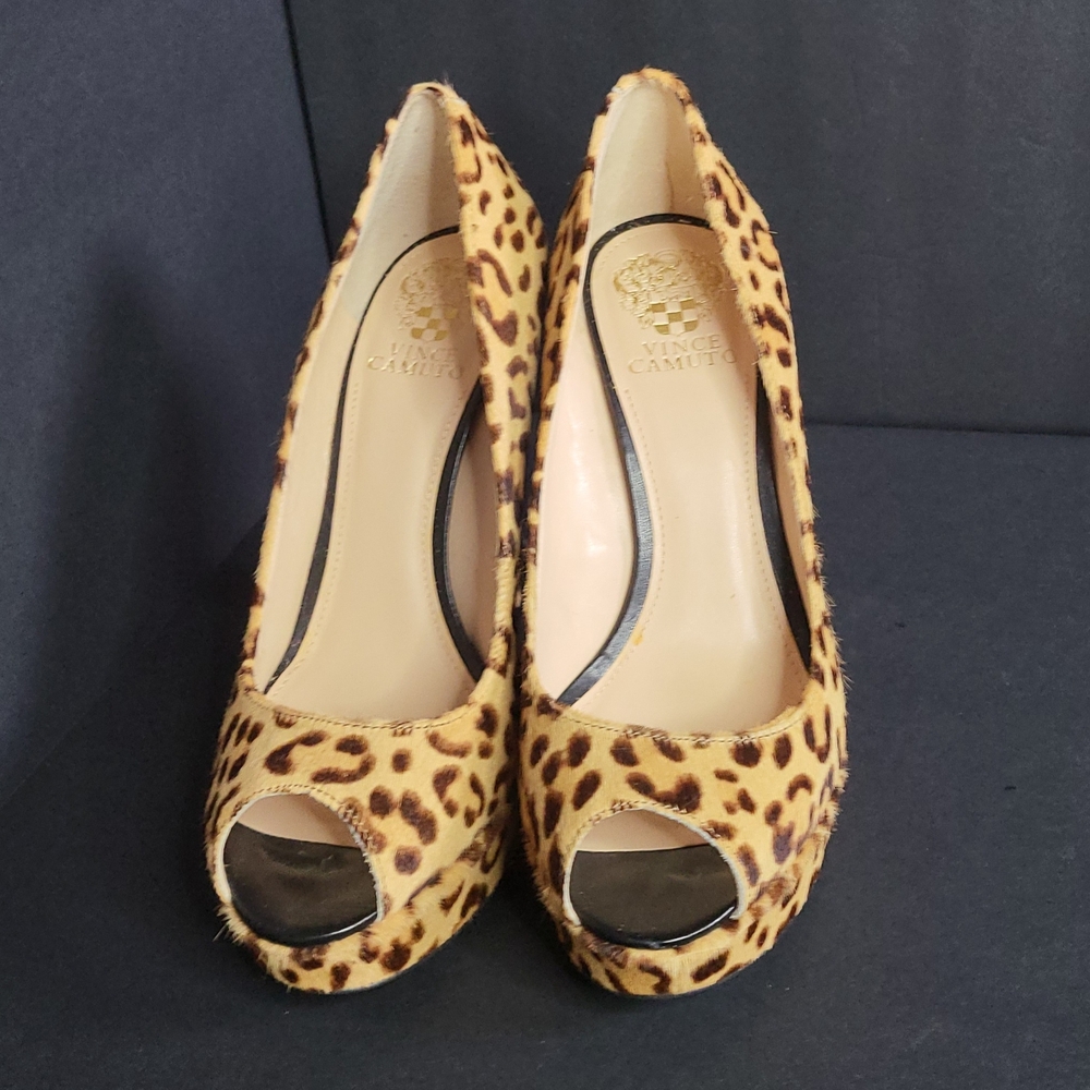 Vince Camuto Animal Print Peep Toe Heels